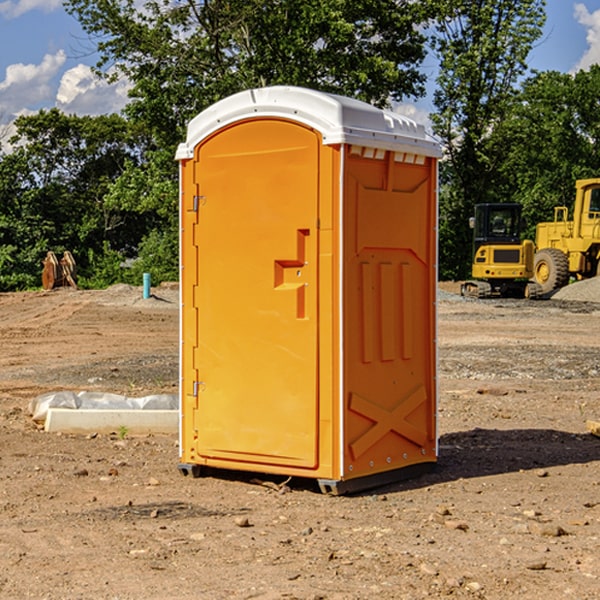 how often are the portable restrooms cleaned and serviced during a rental period in Clermont Iowa